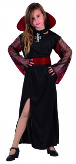 Edle Vampirlady Halloween Kinderkostüm schwarz-rot