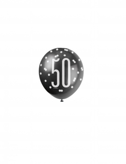 50 Jahre Ballons Geburtstagsdeko Jubiläumsballons 6 Stück schwarz-grau-weiss 30cm