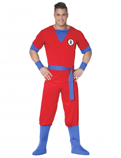 Japanischer Manga-Kämpfer Kostüm Anime rot-blau