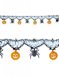Kürbis Spinnen Girlande Halloween Party-Deko schwarz-orange 300x15cm