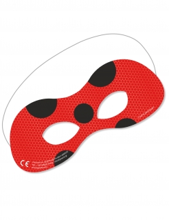Ladybug™-Augenmaske 6 Stück Papp-Maske rot-schwarz