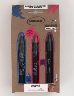 Schminkstifte Make-up für Karneval oder Halloween 3 Stück blau-rosa-lila
