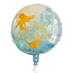 Festlicher Meerjungfrauen-Geburtstagsballon blau-goldfarben 45 cm