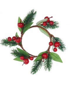 Tannen-Weihnachtskranz mit Beeren Weihnachts-Tischdeko grün-braun-rot 18 cm