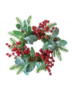 Festlicher Adventskranz rote Beeren grün-rot-braun 40 cm
