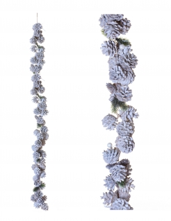 Gefrorene Tannenzapfen-Girlande Weihnachts-Raumdeko weiß-grün 120 cm