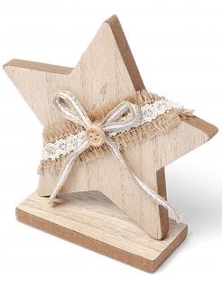 Deko-Stern aus Holz Weihnachten braun-weiß 13 cm
