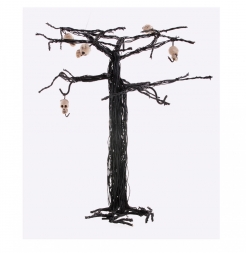 Verfluchter Horrorbaum mit Totenschädeln Halloween-Raumdeko braun-weiß 28 cm