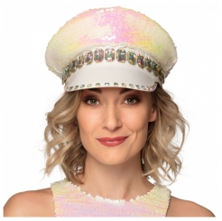 Funkelnde Disco-Mütze mit Pailletten für Erwachsene bunt 28 x 15 x 26 cm