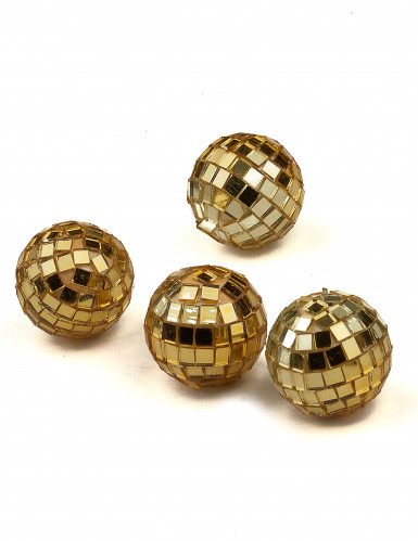 Party Zubehör Mini Discokkugeln 4 Stück gold 3,5cm