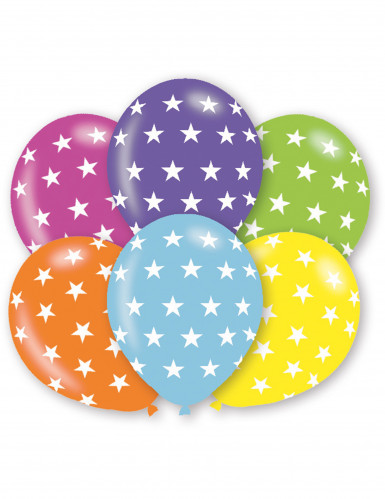 Stern-Luftballons Partyballons 6 Stück bunt 28cm