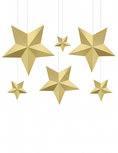 Weihnachtssterne Hängedeko-Set 7-teilig goldfarben 12 x 11,5 cm bis 37 x 35 cm