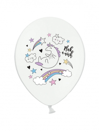 Einhorn-Ballons aus Latex 6 Stück weiss-bunt 30 cm 