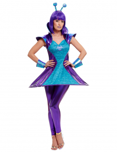 Alien-Kostüm für Damen blau-violett
