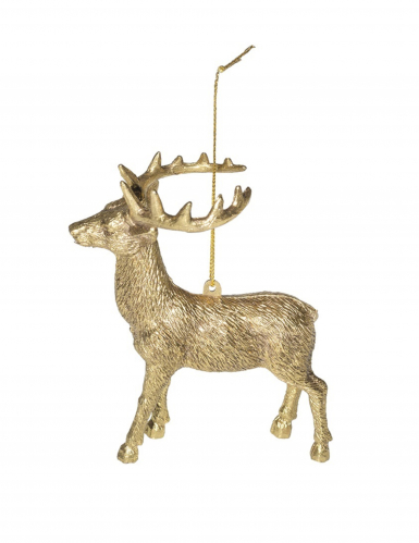 Hirschfigur Weihnachts-Hängedeko goldfarben 14 cm