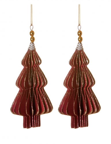 Christbaumschmuck Origami 2 Stück rot-gold 13 cm