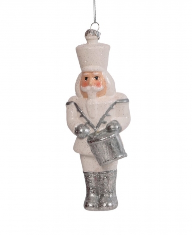 Nussknacker-Anhänger Weihnachten Trommler weiss 17 cm