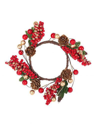 Weihnachtlicher Beerenkranz Tischdekoration braun-grün-rot 15 cm