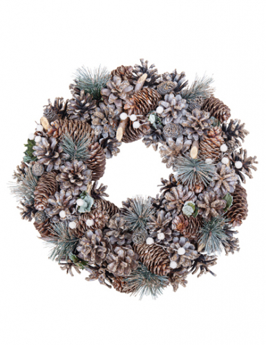 Adventskranz Winterzauber grün-braun-weiß 35 cm