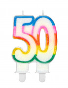 Geburtstagskerze Kuchen 50 Jahre bunte