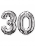 Aluminium-Geburtstagsballon Zahl 30 silber 66cm