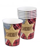 Cowboy-Trinkbecher Sheriff 6 Stück bunt 250ml