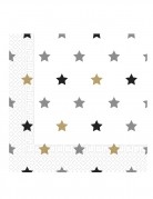 Sternen-Servietten für Weihnachten und Silvester 20 Stück grau-gold-weiß 33 x 33 cm