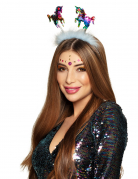 Einhorn-Haarreif mit Pailletten Karneval-Haarschmuck bunt 