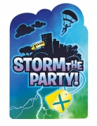 Battle Royale-Einladungskarten mit Stickern Partydeko 8 Stück blau 15 x 10 cm