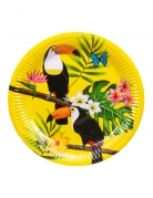 Tropen-Pappteller Tukan-Partydeko 10 Stück gelb-bunt 23 cm