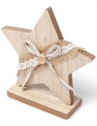 Deko-Stern aus Holz Weihnachten braun-weiß 13 cm