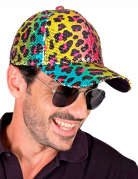 Paillettenkappe Bunt mit Leoprint für Erwachsene