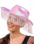 Rosaner Cowboyhut mit Fransen für Erwachsene