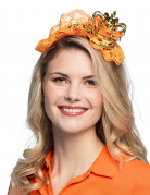 Orangefarbene Mini Kronen Stirnband für Erwachsene